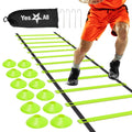Yes4All Ultimate Combo Agility Ladder Training (Lime) Set - Speed Agility Ladder Lime 12 Adjustable Rungs, 12 Agility Cones & 4 
