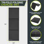 Prosourcefit Tri-Fold Folding Thick Exercise Mat 6X2 With Carrying Handles For Mma, Gymnastics Core Workouts, Black