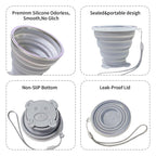 Collapsible Cups, Silicone Collapsible Travel Cup, Expandable Folding Camping Drinking Cup With Lids Reusable Small Portable Mug