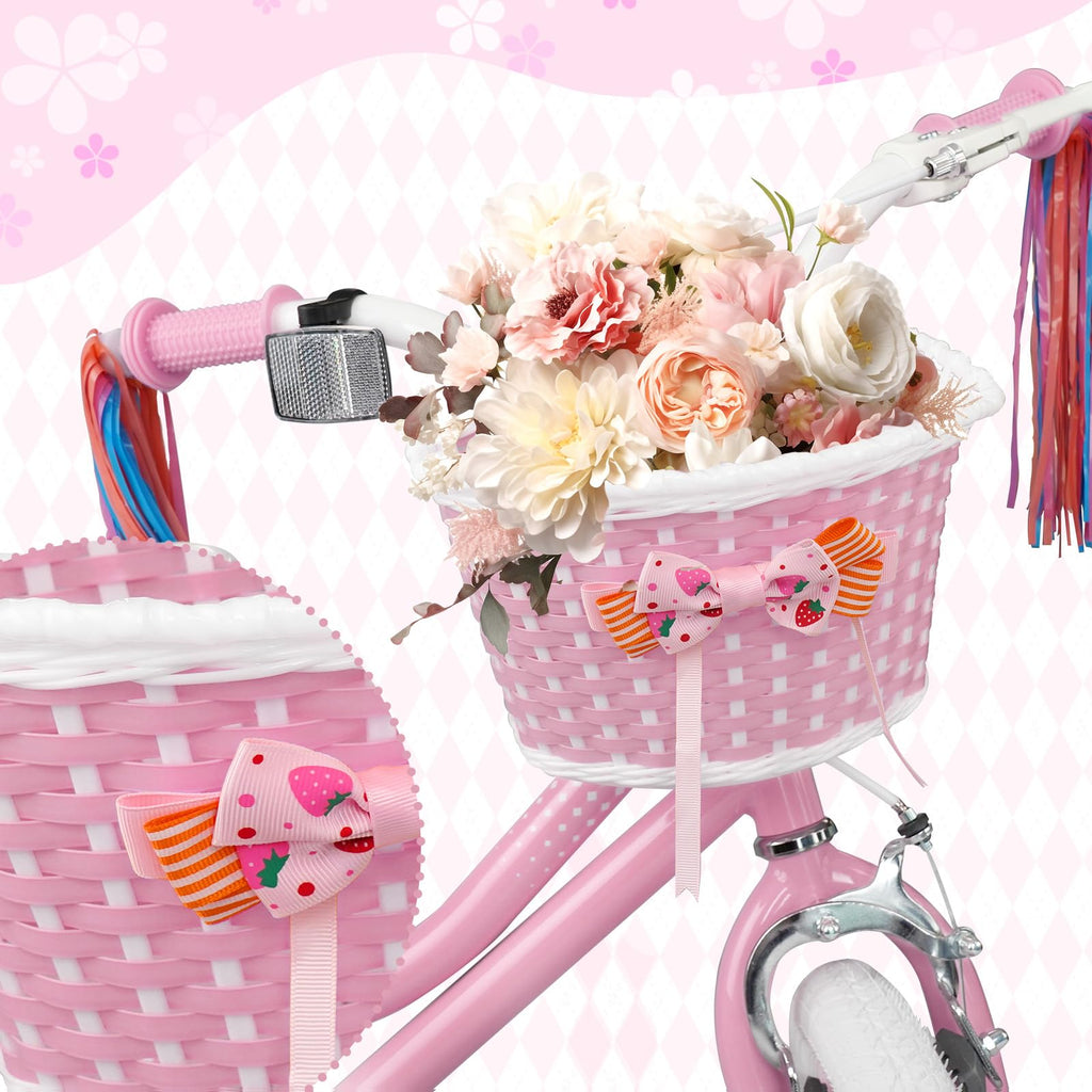 Glaf Girls Bike For Toddlers And Kids Ages 3-6 Years Old 12-16 Inch Girls Bike With Training Wheels & Basket & Doll Seat Kids Bi