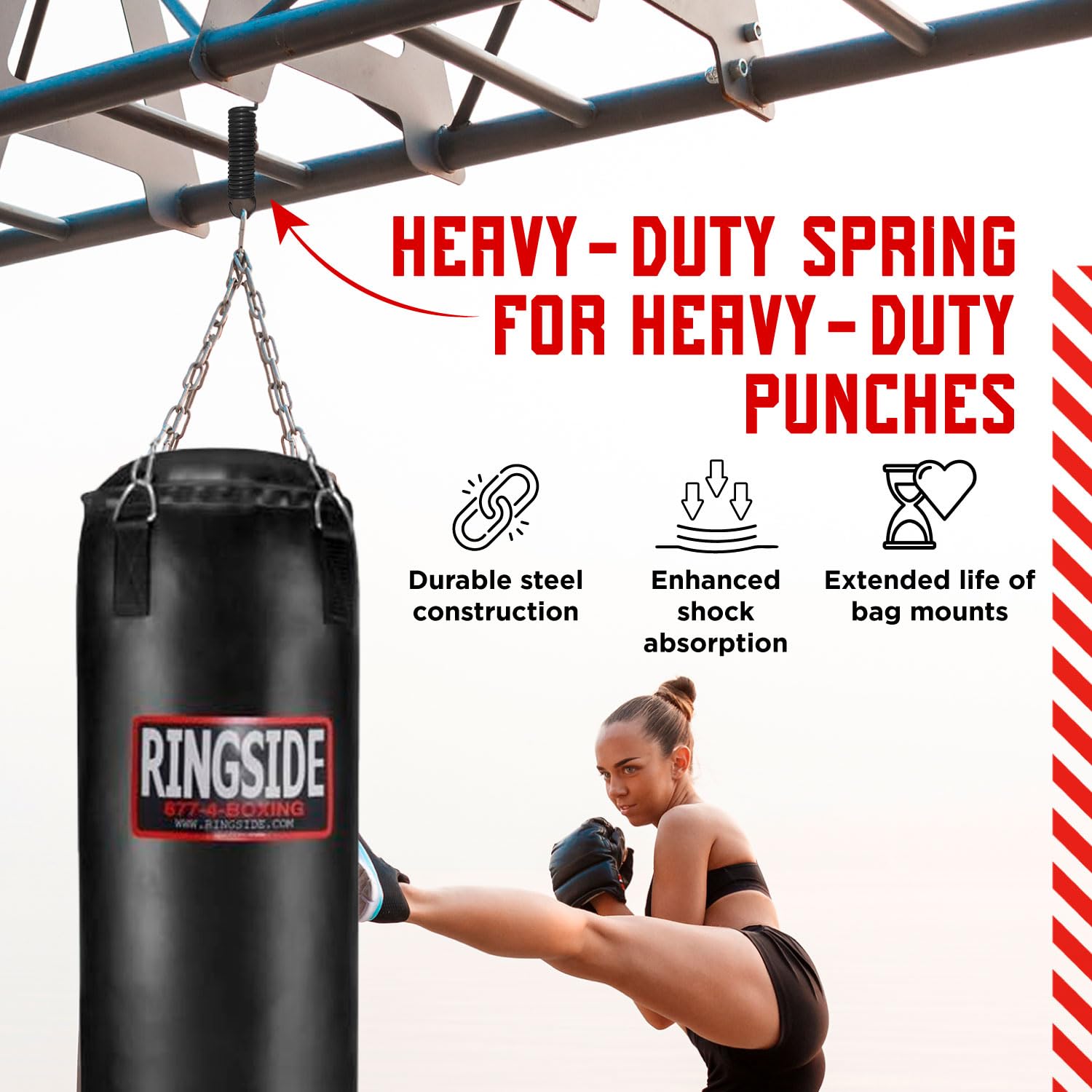 Ringside Boxing Training Heavy Duty Bag Spring (Up To 150-Pounds), Gray
