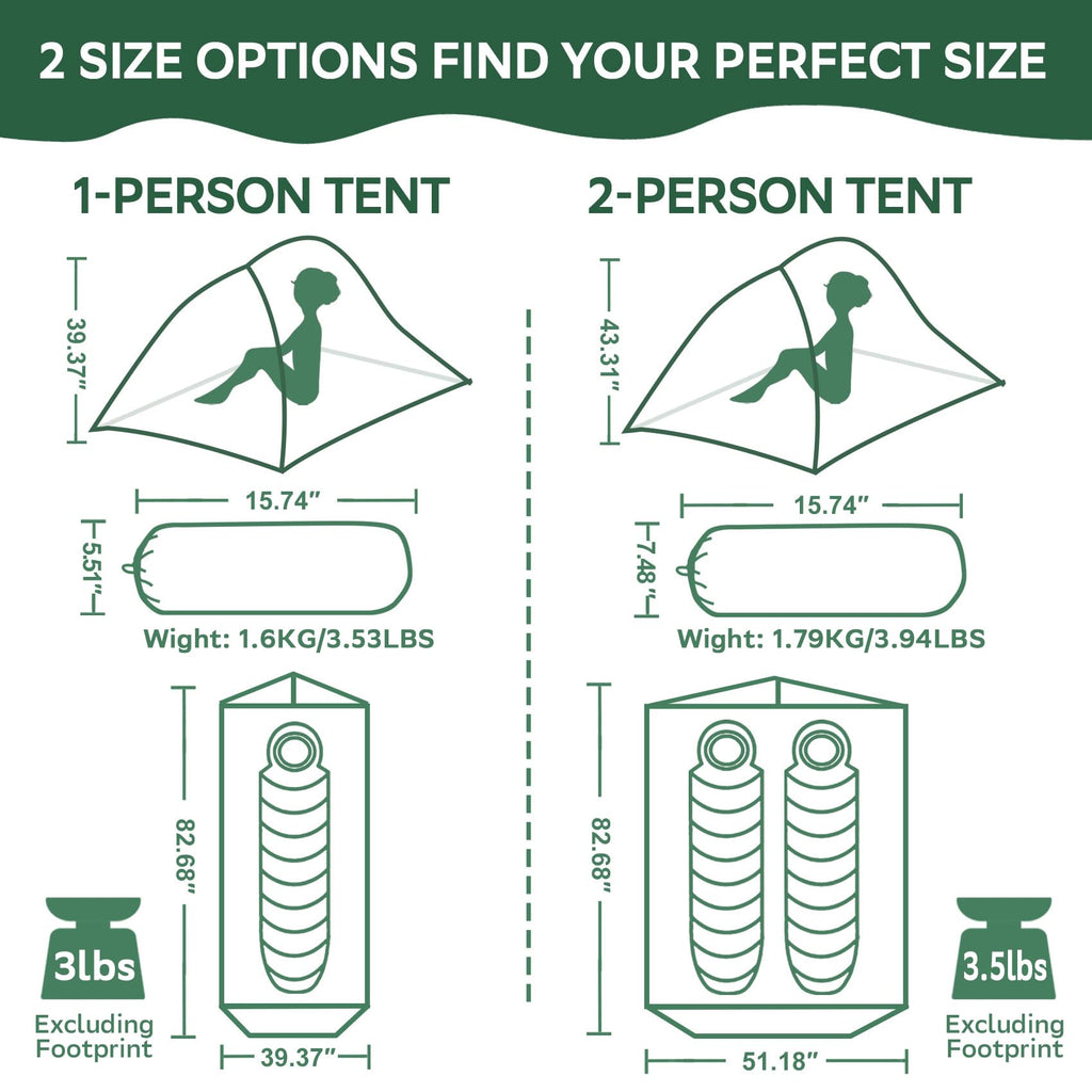 2-Person Lightweight Backpacking Tent - Waterproof Tent For Two Person, Ultralight Camping Tent For Outdoor, Easy Setup For Spor