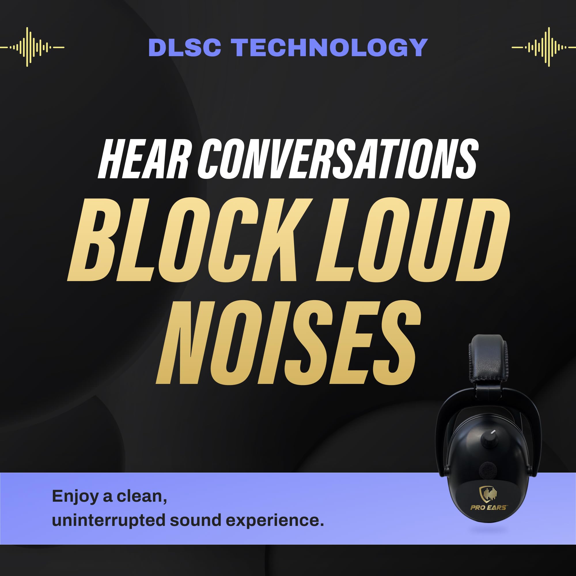 Pro Ears Gold Ii 26 Ear Muffs, Nrr 26, Military Grade Electronic Hearing Protection With Dlsc Compression, Gel Ear Seals & Auto