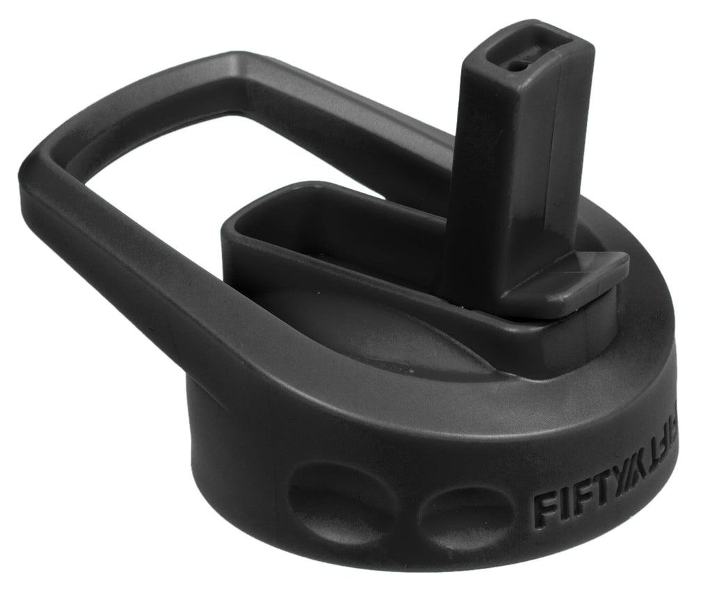 Fifty-Fifty A68002Bk0 Wide Mouth Cap Lid Water Bottle With Straw, Black