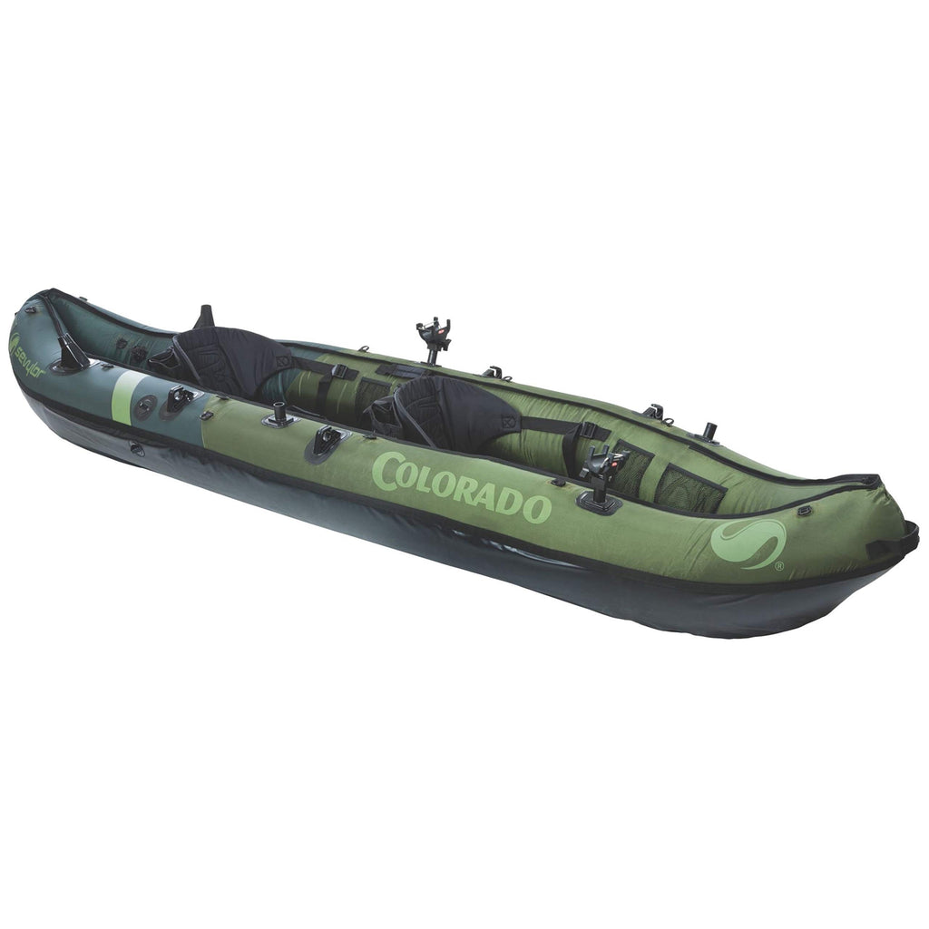 Sevylor Colorado 2-Person Inflatable Fishing Kayak With Paddle & Rod Holders, Adjustable Seats, & Carry Handle; Kayak Can Fit Tr