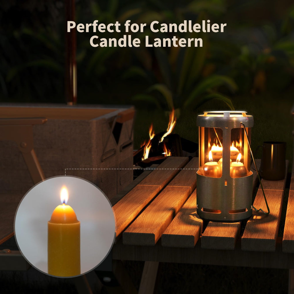 15-Hour Natural Beeswax Candles Compatible With Candle Lanterns - Smokeless Clean Long Lasting Burning For Outdoor, Camping, Eme