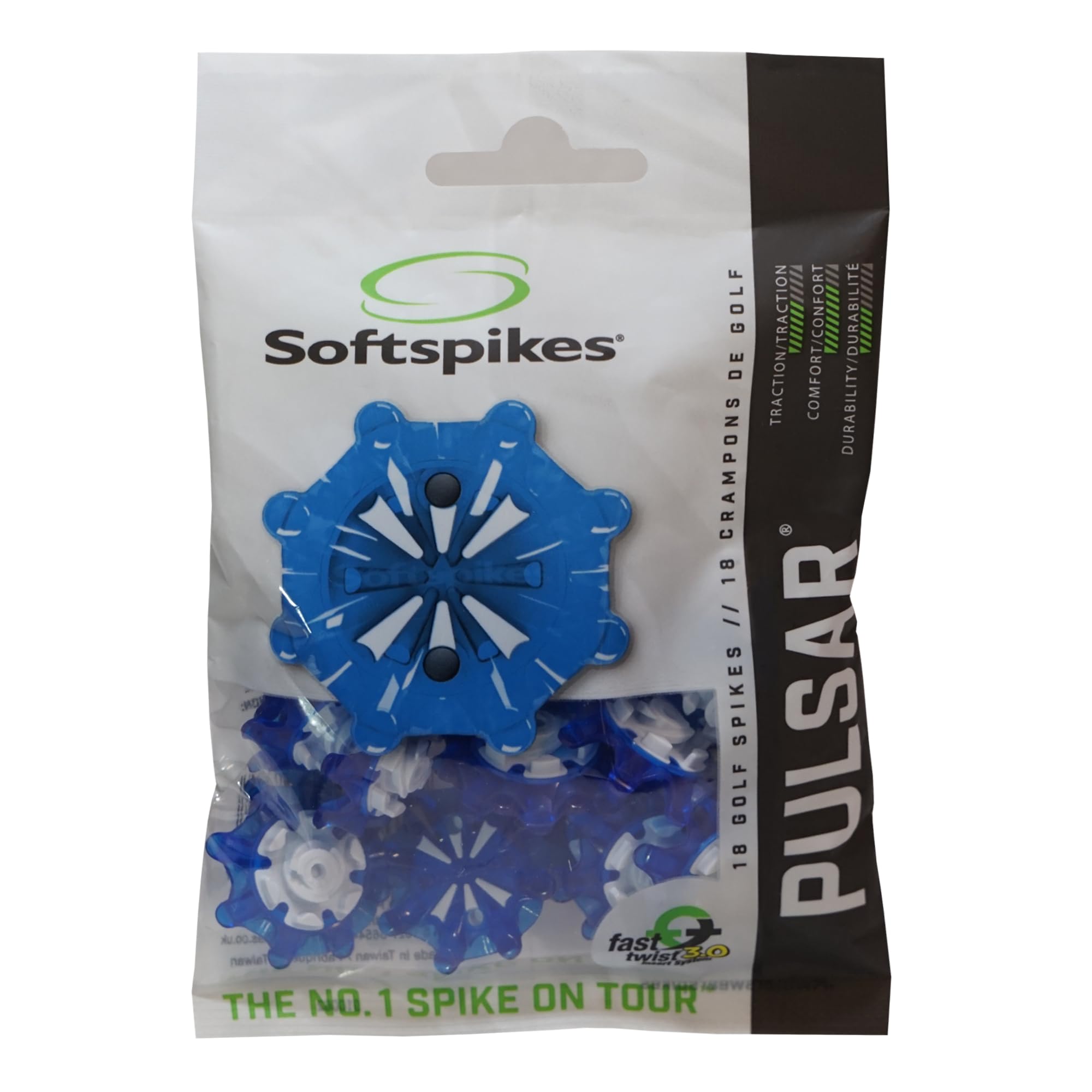 Softspikes Golf Spikes Fast Twist 30 Softspikes Pulsar Golf Cleats, Blue, Clamshell Us