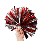 Hlonon 4 Pack Cheerleader Pom Poms Sports Dance Cheer Plastic Pom Poms Cheerleading For Sports Team Spirit Cheering (Red Silver)