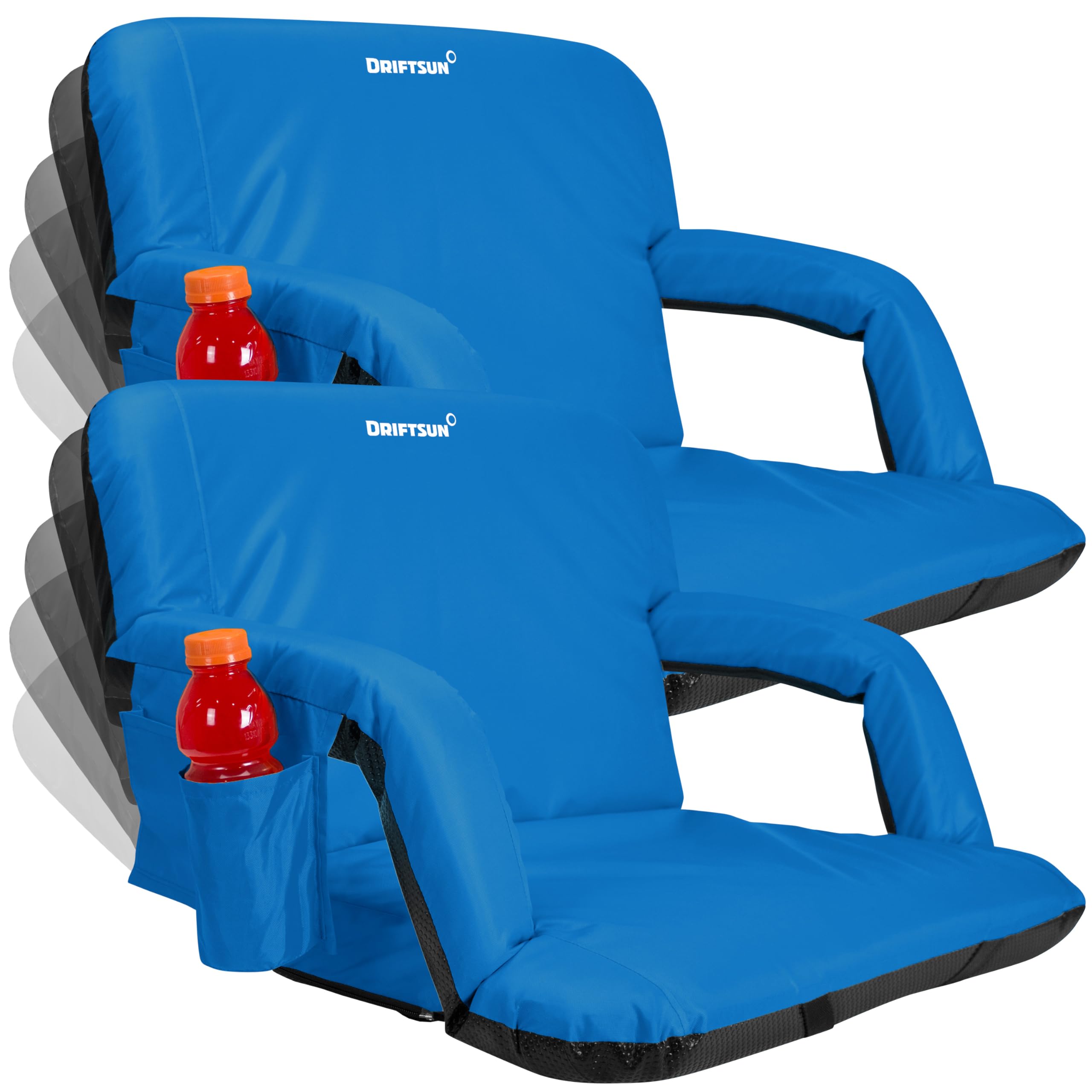 Driftsun 2 Pack Extra Wide Stadium Seats with Back Support - Deluxe Foldable Stadium Chairs for Bleachers - Folding Waterproof S