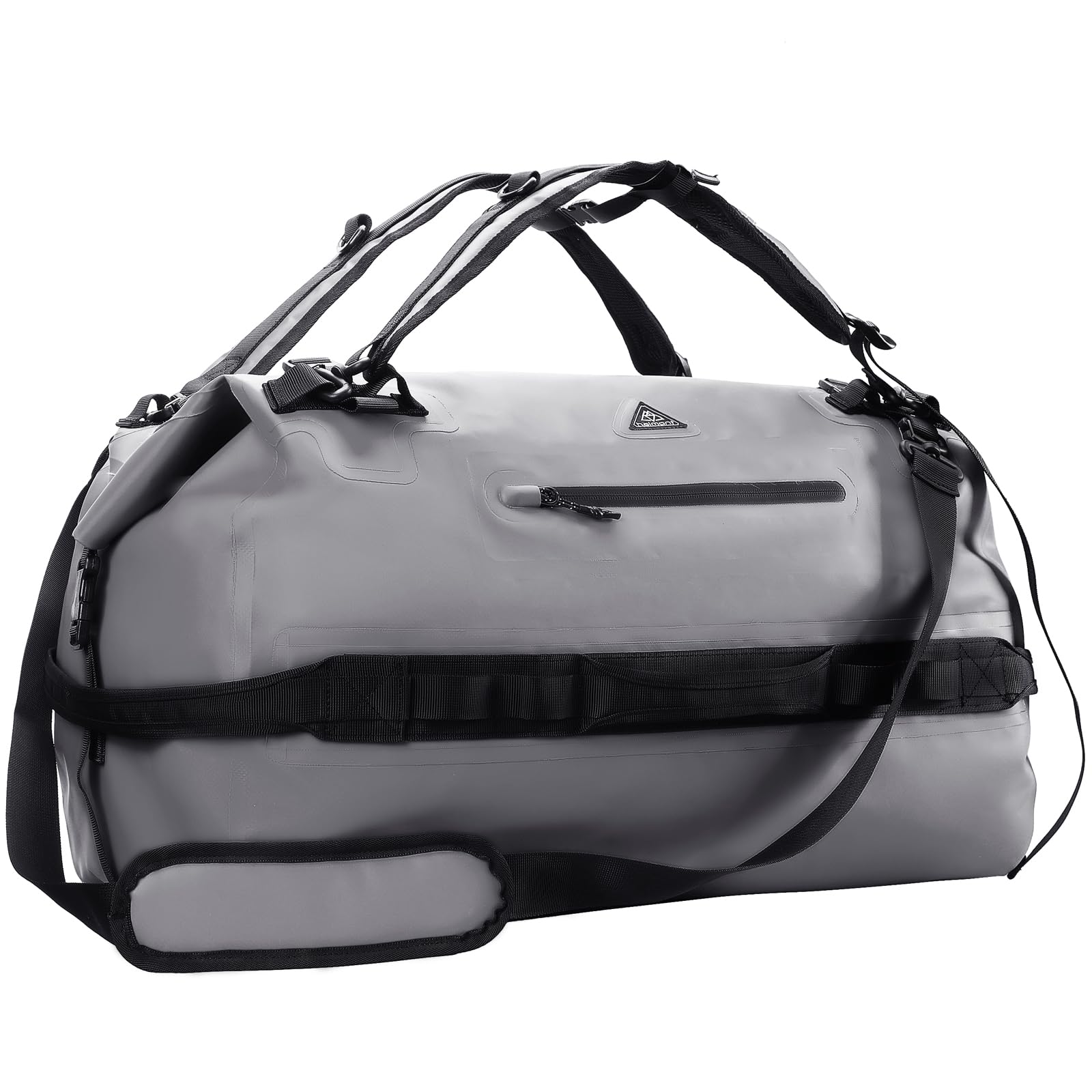 Haimont 60L Waterproof Duffel Bag with Backpack Strap, Men Women Duffel Backpack Camping Travel Paddle Gear Bag, Light Gray