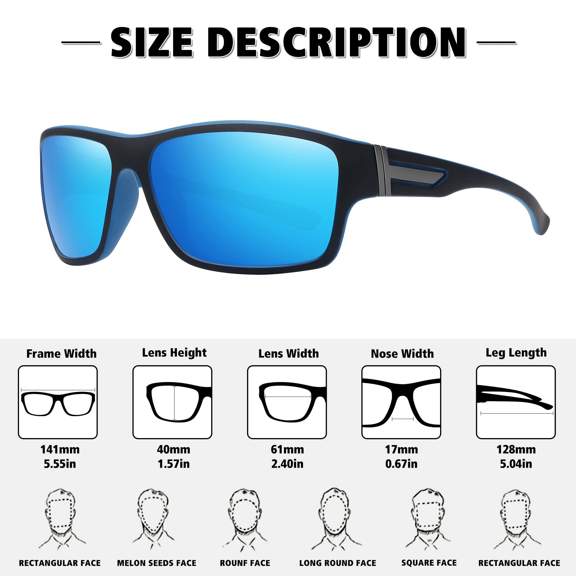 Storycoast Polarized Sports Sunglasses For Men Women Unbreakable Frame Cycling Fishing Driving 3Pack-Black+Blue+Green