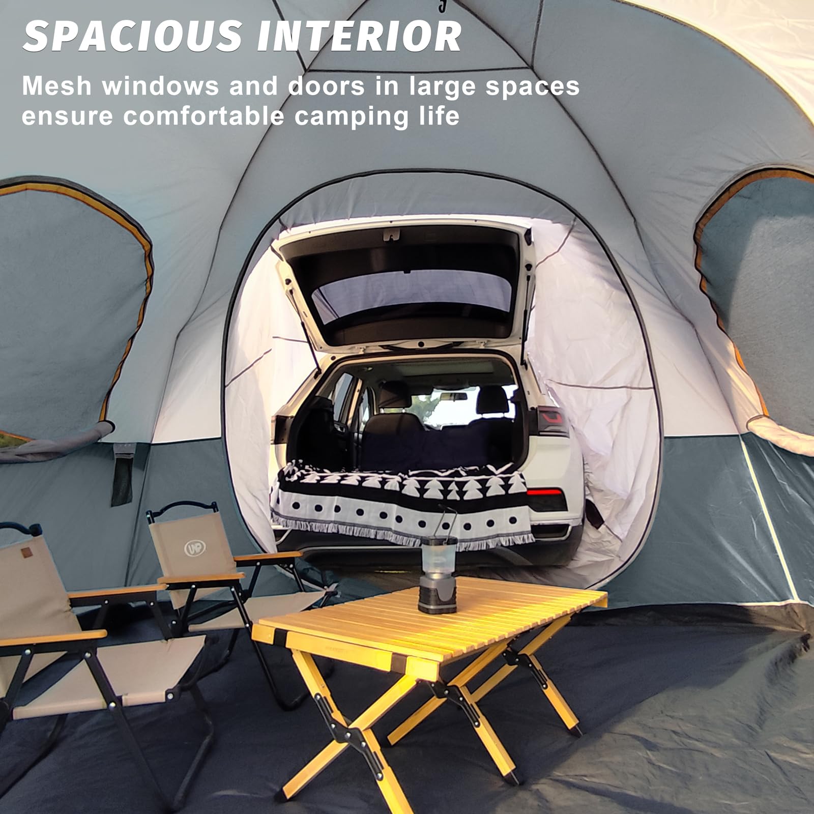Unp Suv Dome Tent For Camping, Outdoor 6 Person Car Camping Tent, Easy Set Up Suv Tailgate Tent With Rainfly 10' X 10' Vehicle C