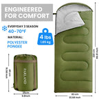 Farland Sleeping Bags For Adults Teens Kids With Compression Sack Portable And Lightweight For 3-4 Season Camping, Hiking,Waterp