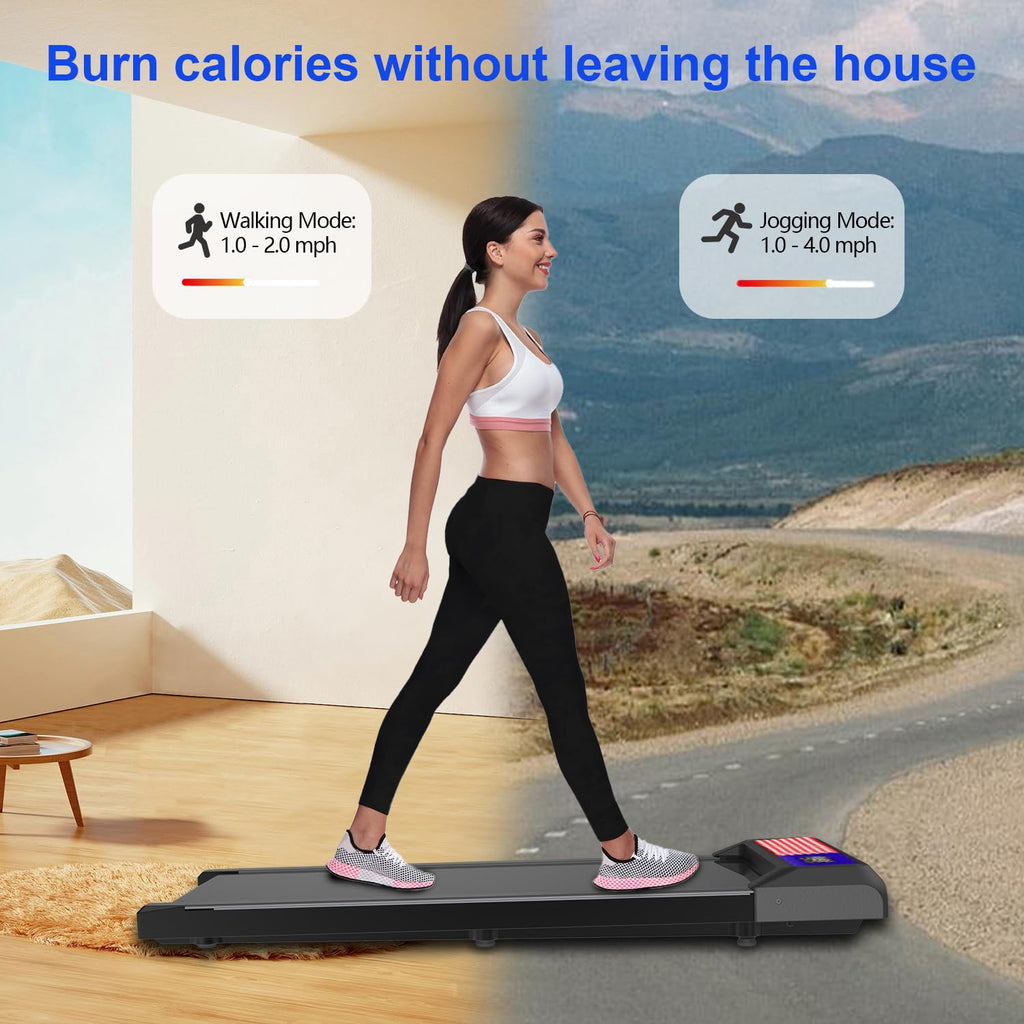 Under Desk Treadmill,Walking Pad With 5% Incline,Treadmills For Home & Office, 2.5Hp Portable Treadmill With Remote Control And
