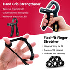 Fitbeast Hand Grip Strengthener Workout Kit (5 Pack), 2 Forearm Grip Adjustable Resistance Hand Gripper, Finger Stretcher, Grip
