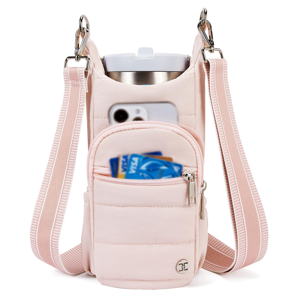 Telena Water Bottle Holder With Strap Crossbody Bags For Women For Walking, Hiking, Cycling Pink