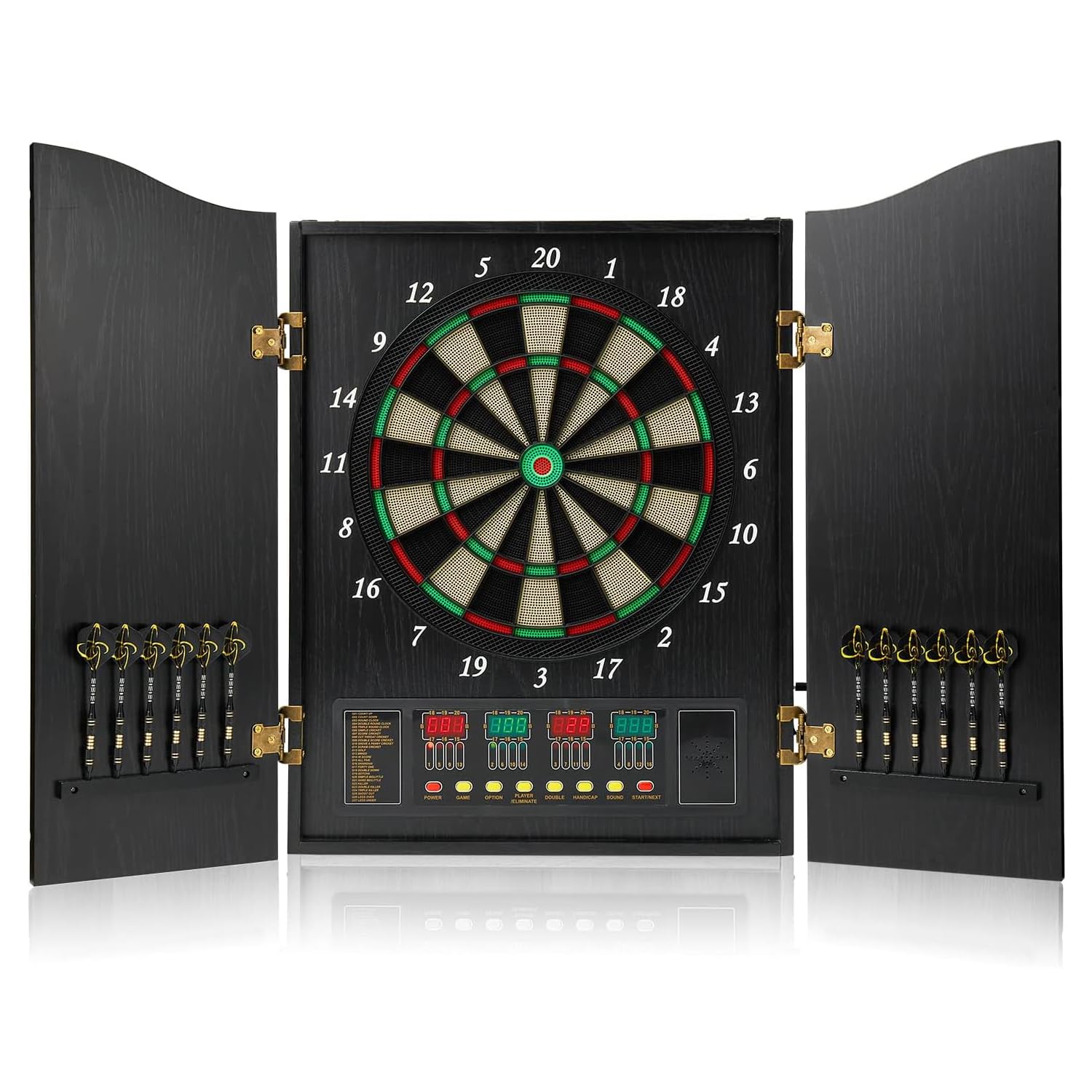 Hanbramo Electronic Dart Board Cabinet Set, 12 Soft Tip Darts, Electric Dart Boards for Adults, Digital Dart Board with Integrat