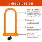 Ottolock Sidekick Xl Full-Size U-Lock | Lightweight Silicone-Coated Bike Lock, Orange