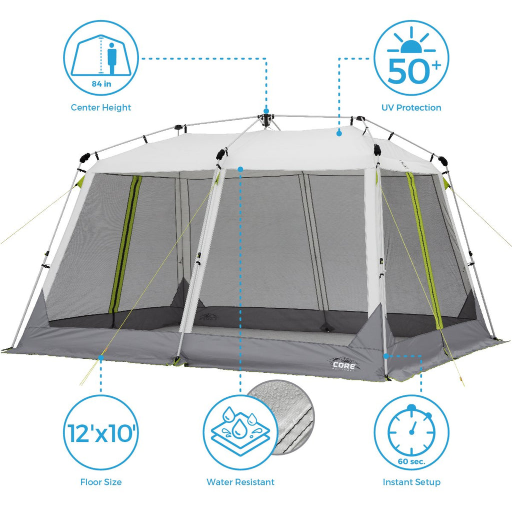 Core 12'X10' Instant Screen House | Folding And Portable Large Pop Up Canopy Shelter With Included Carry Bag | Perfect For Famil