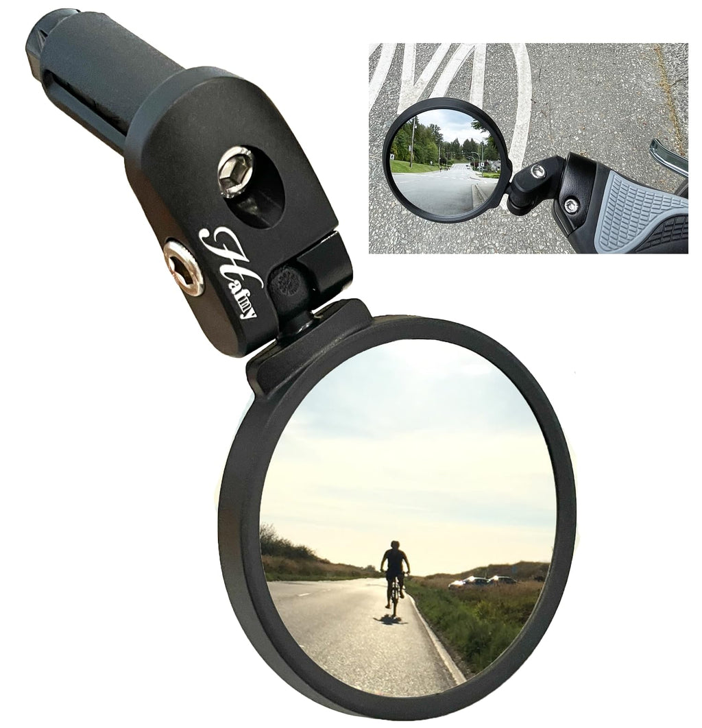 Hafny Bar End Bike / Bicycle Mirror, Stainless Steel Lens , Safe Adjustable Rearview Cycle / E-Bike Mirror, Hf-Mr083 (Black 62Mm