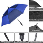 Mrtlloa Automatic Open Golf Umbrella Extra-Large Oversized Double Canopy Vented Windproof Waterproof Stick Rain Golf Umbrellas F