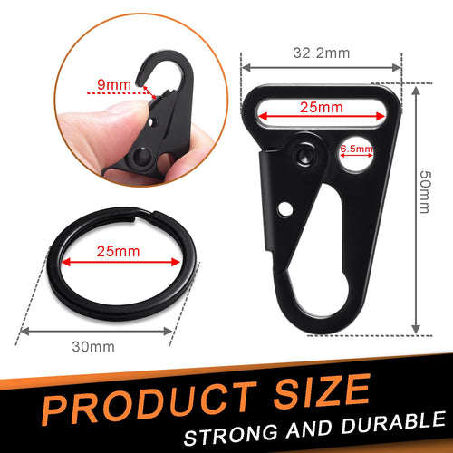 12 Sets Metal Tactical Snap Hook 1-Inch Car Keys Chain Clip Heavy Duty Keychain Attachments For Paracord Bracelets Necklaces Mol