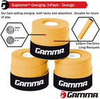 Gamma Sports Supreme Overgrip For Tennis, Pickleball, Squash, Badminton, And Racquetball Racquets, 3-Pack, Orange