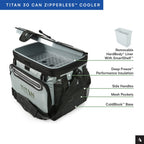 Titan by Arctic Zone 30 Can Zipperless Soft Cooler with HardBody Liner, Seagrass
