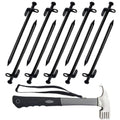 Clarmonde 12-Inch Tent Stakes & Tent Hammer, Heavy Duty Camping Stakes, Forged Steel Tent Pegs Unbreakable And Inflexible, Avail