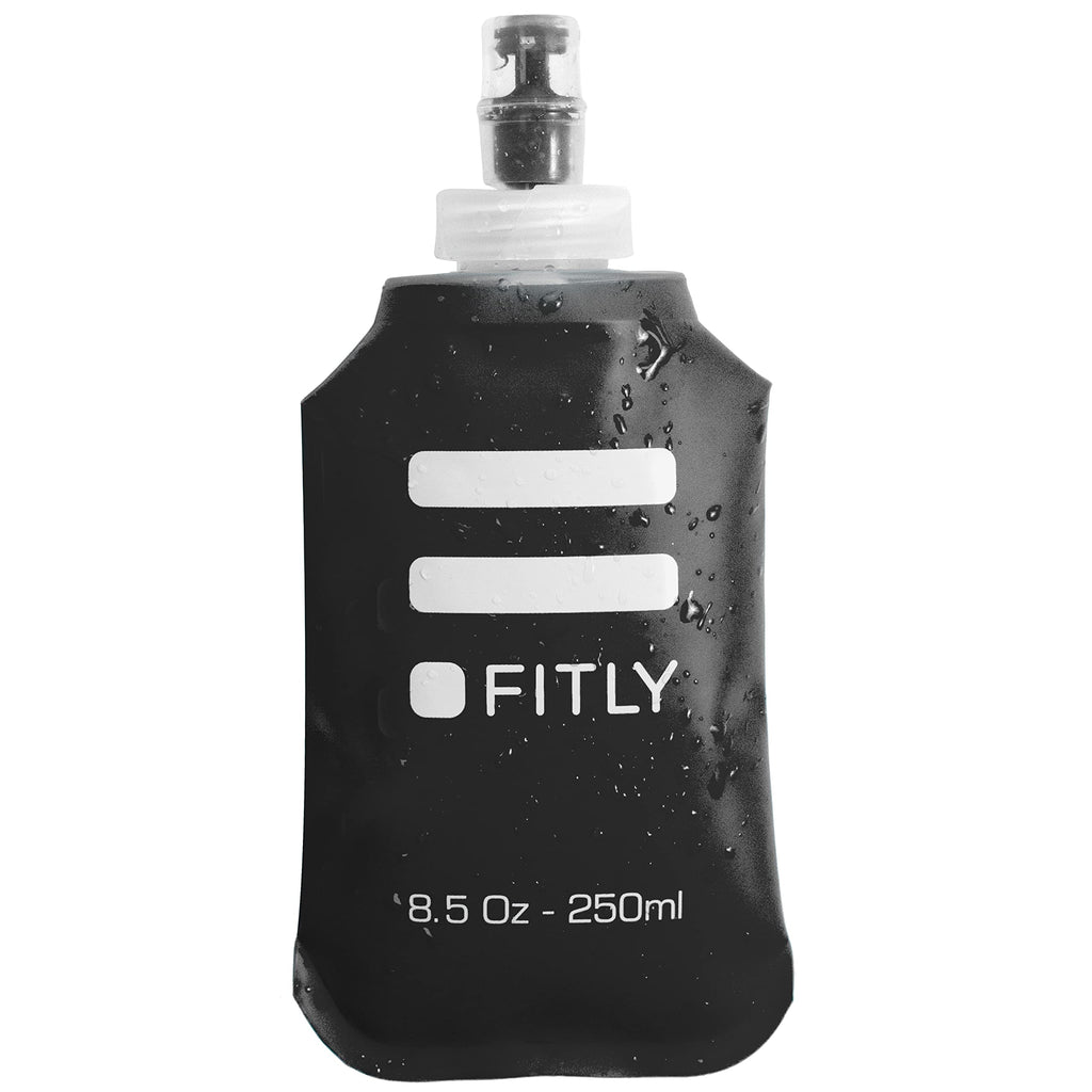 Fitly Soft Flask - 8.5 Oz (250 Ml) - Shrink As You Drink Soft Water Bottle For Hydration Pack - Folding Water Bottle For Running