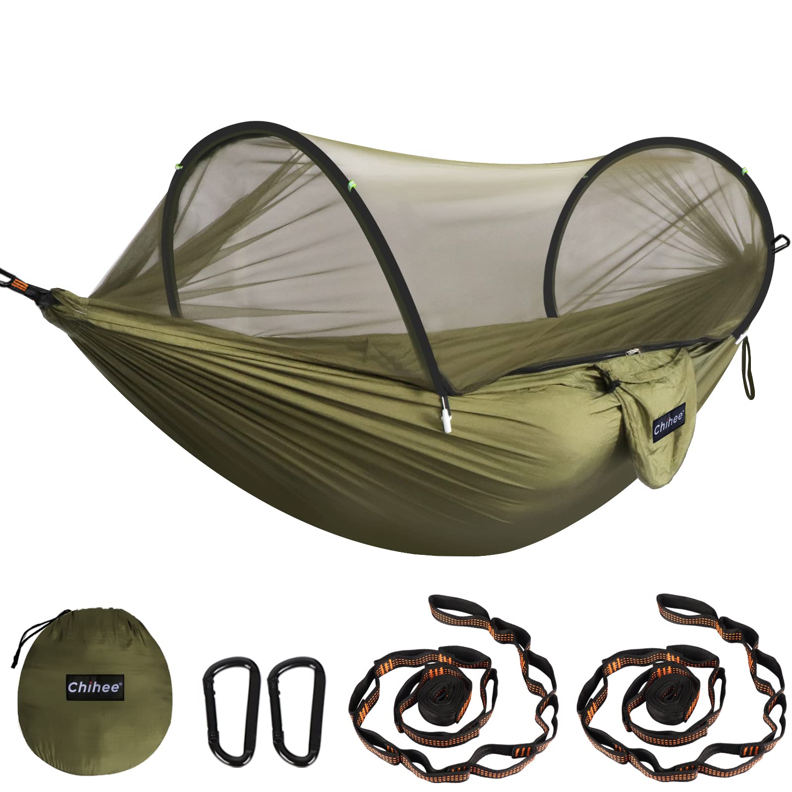 Chihee Ultra-Light Travel Camping Hammock Pop-Up Net Hammock 660Lbs Load Capacity,Breathable,Quick-Drying Parachute Nylon 2 Prem