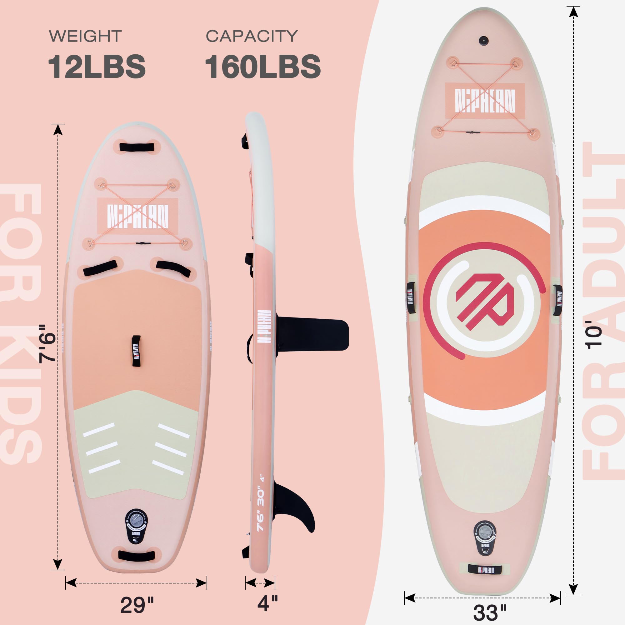 Niphean Inflatable Stand Up Paddle Board with SUP Accessories, Anti-Slip EVA Deck, 106 Inflatable Paddle Boards for Adults & You