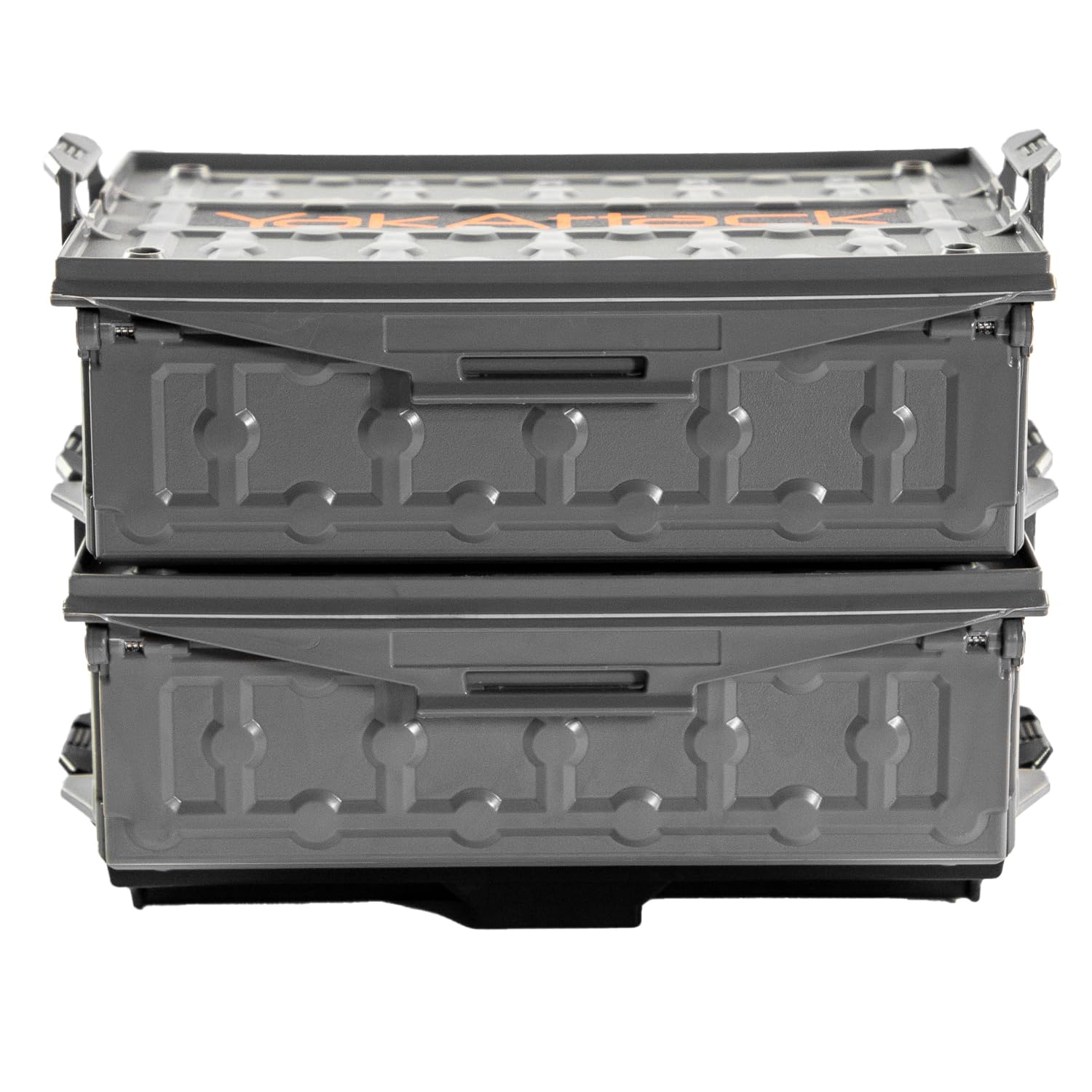 Yakattack Tracpak Battleship Gray Combo Kit - 2 Stackable Kayak Storage Boxes With Quick Release Track Mount Base | Kayak Crate
