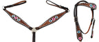 Challenger Horse Western Floral Tooled Browband Bridle & Breast Collar Tack Set 78Hr37B