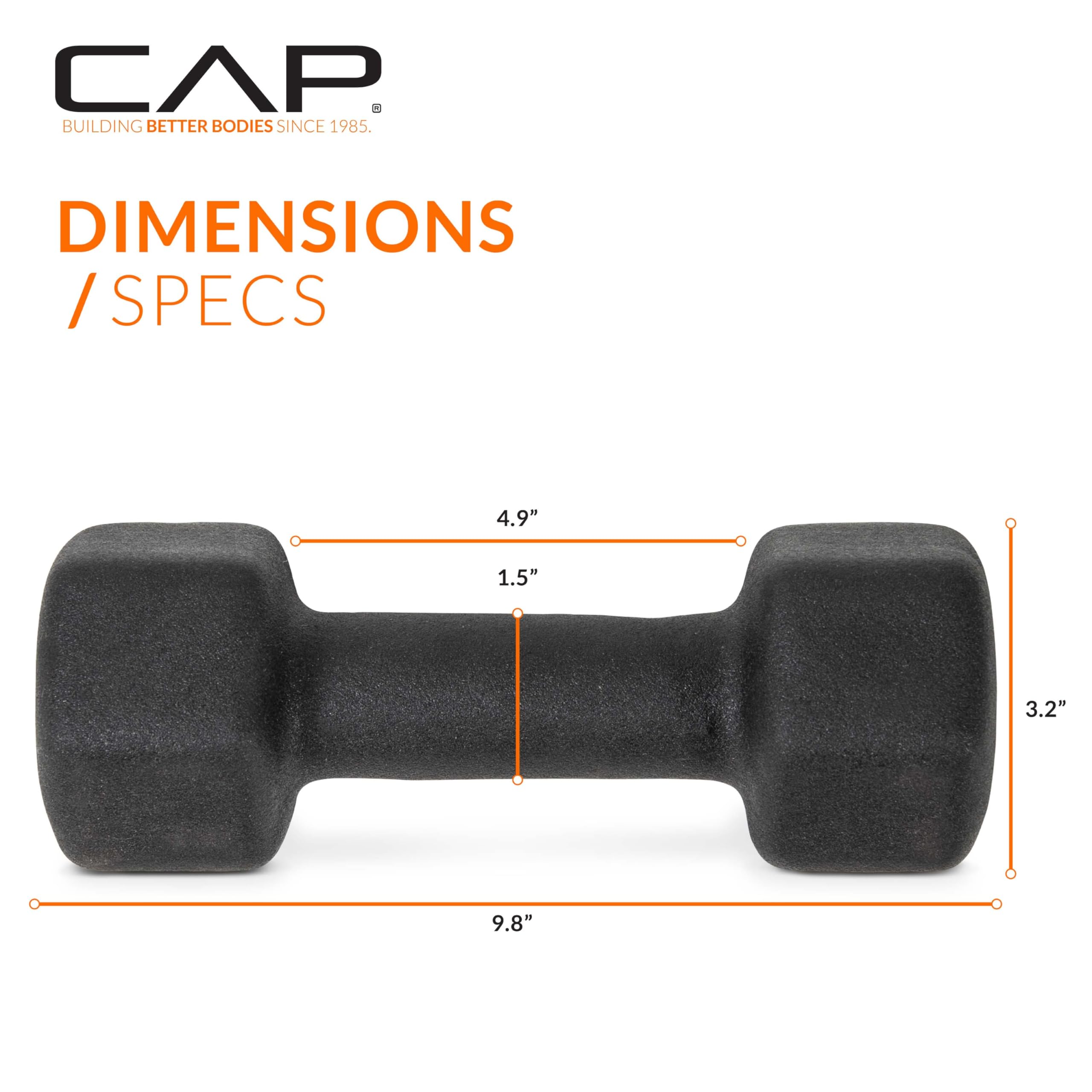 Cap Barbell Neoprene Dumbbell Weights, 10 Lb Pair, Black