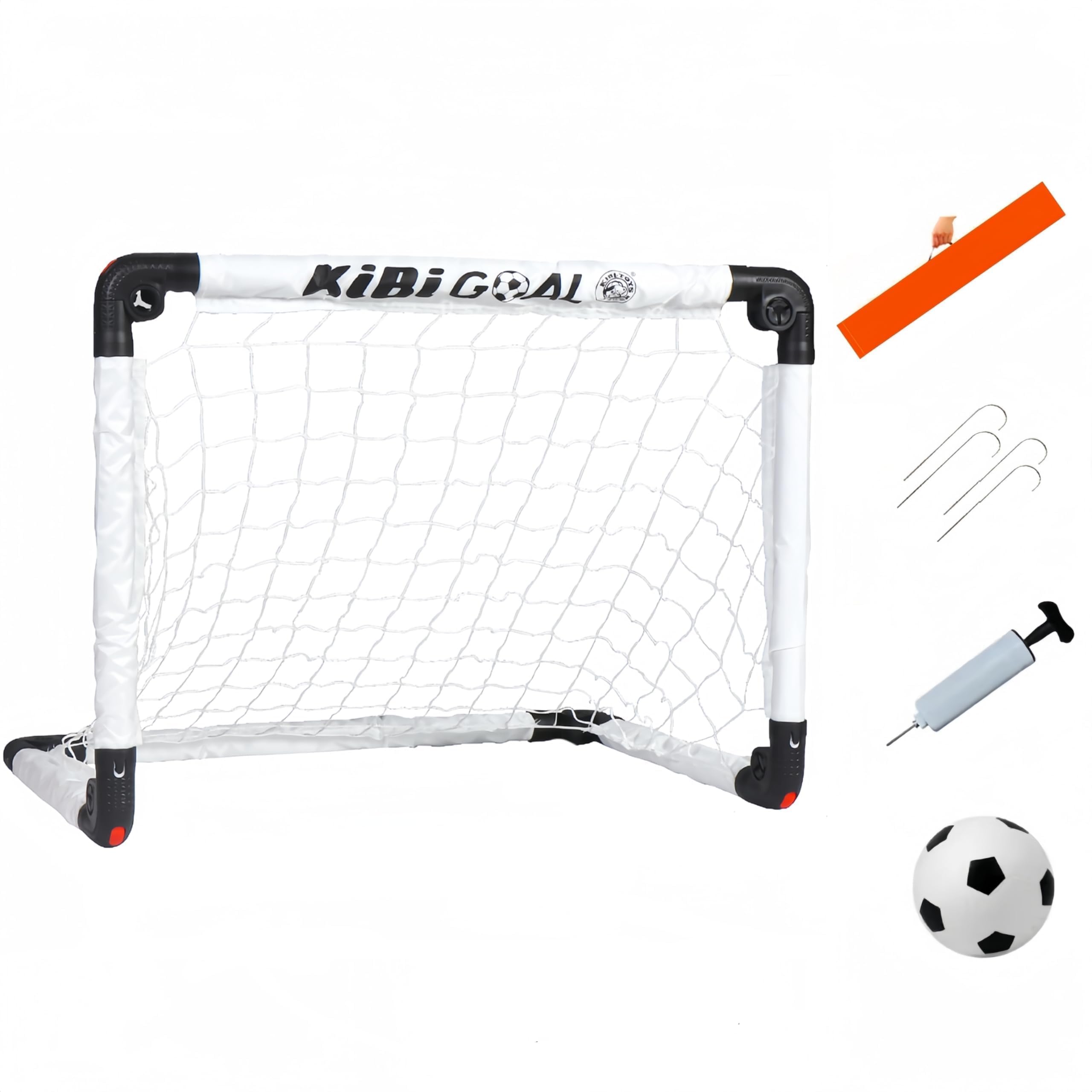 KiBiGOAL Mini Toddler Soccer Goal Set, White Foldable Goal for Kids, Kids Goals for The Backyard + Indoor + Outdoor Soccer Toy(2