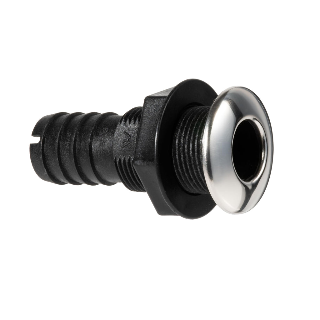Whitecap Industries S-3803C Stainless Steel/Nylon Thru-Hull With Barb - 1-1/8'' Hose Size, Straight