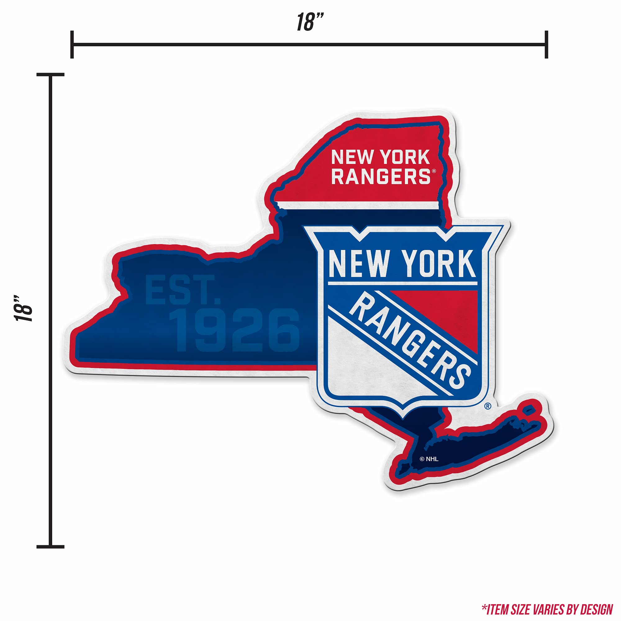 Rico Industries Nhl New York Rangers State Shape Shape Cut Pennant - Home And Living Room D  Cor - Soft Felt Ez To Hang