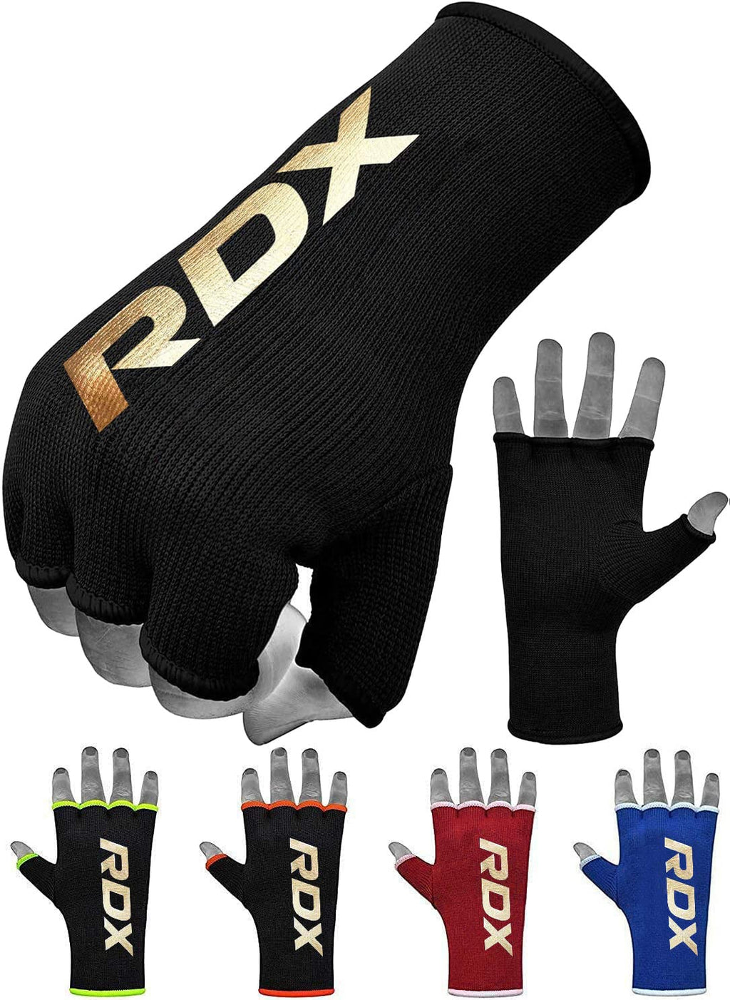 Rdx Boxing Inner Mitts Hand Wraps Mma Fist Protector Bandages, Large, Black