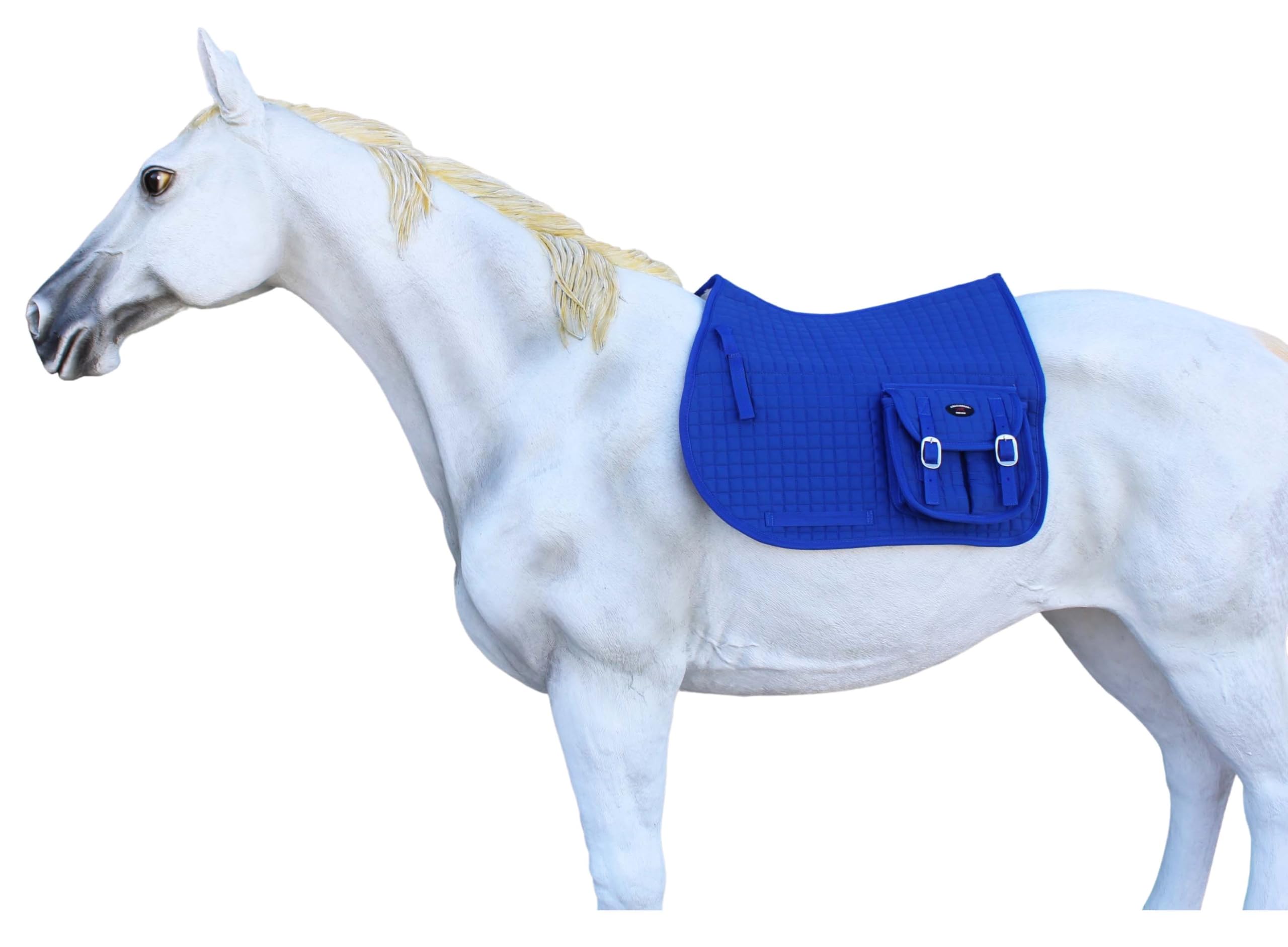 Challenger Horse English Quilted All-Purpose Fleece Padded Saddle Pad W/Pockets Blue 7289