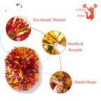 4Pcs Metallic Cheerleading Pom Poms For Kids, Creatiee 2 Pair Cheerleader Cheering Squad Pompoms For Boy Girl School Sports Game