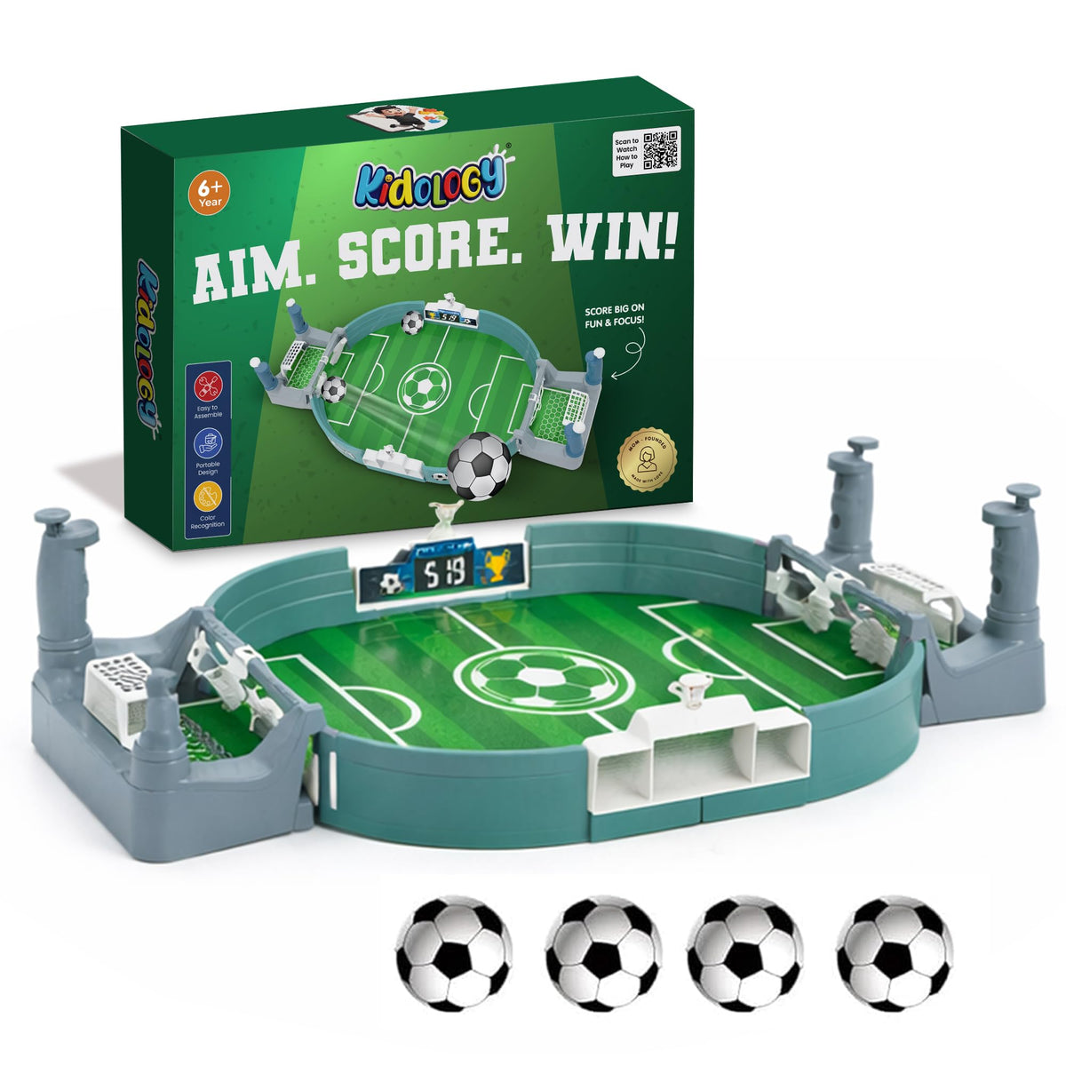 Kidology Football Table Interactive Game for Kids | Indoor Mini Football Board Game 2 Players | Portable Table Football Soccer G