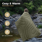 Kingcamp Ultralight Camping Blanket, Packable Down Alternative Puffy Wearable Blankets Weatherproof Warm Package Quilt With Snap