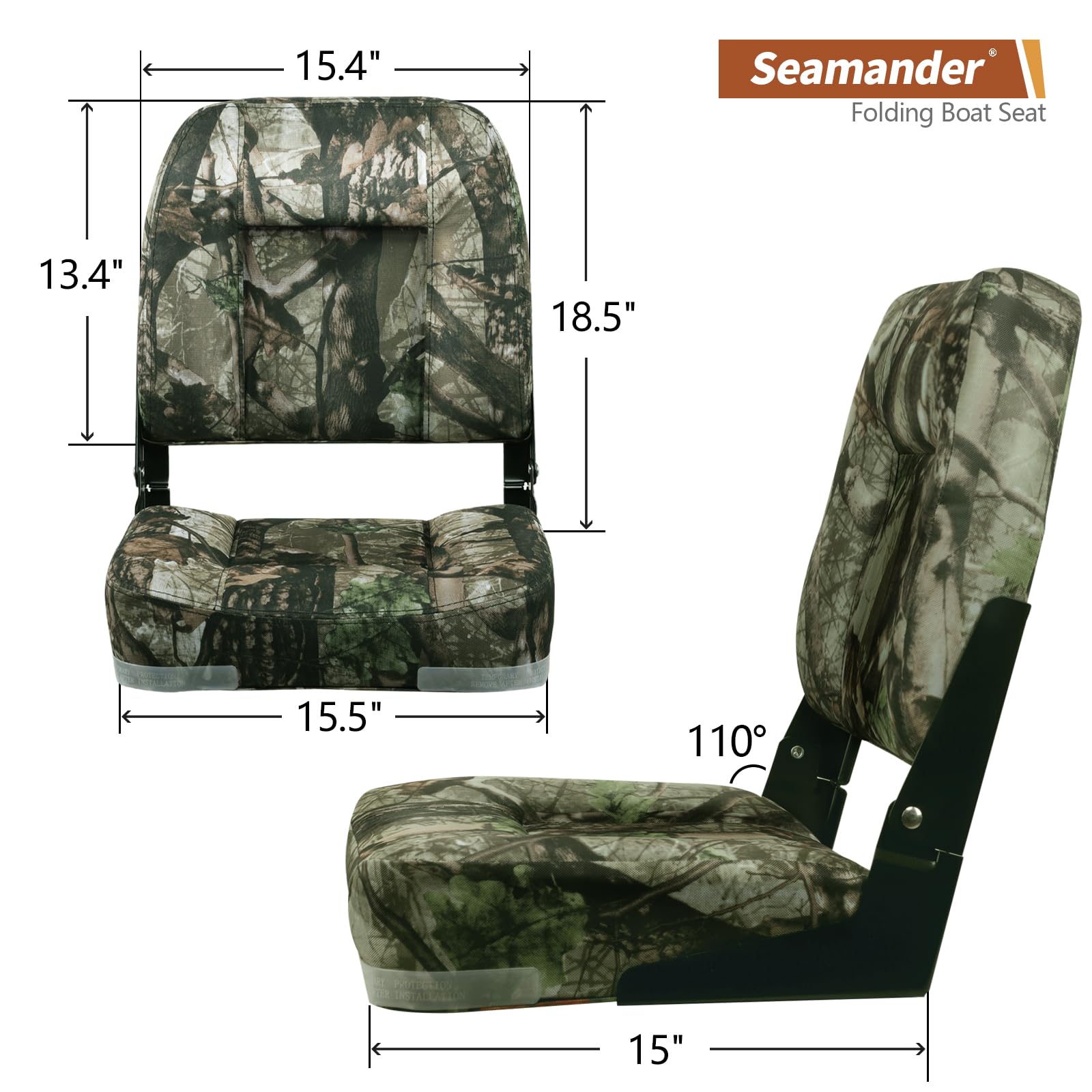 Seamander Low Back Boat Seats, Folding Boat Seats With Stainless Steel Screws,Aluminum Hinges&Padded,Fishing Boat Seat, Multiple
