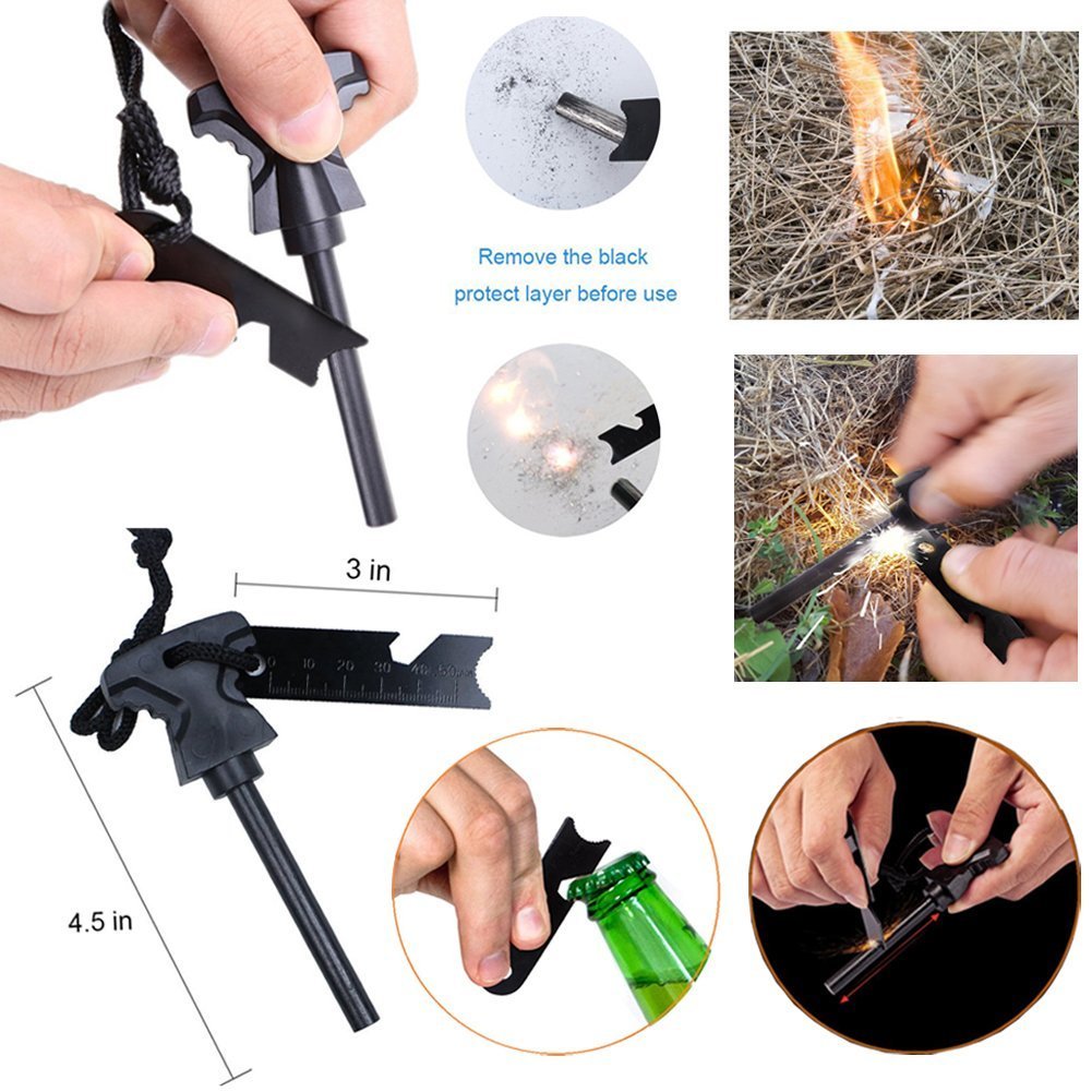 Xuanlan Emergency Survival Kit 13 In 1, Outdoor Survival Gear Tool With Survival Bracelet, Fire Starter, Whistle, Wood Cutter, W