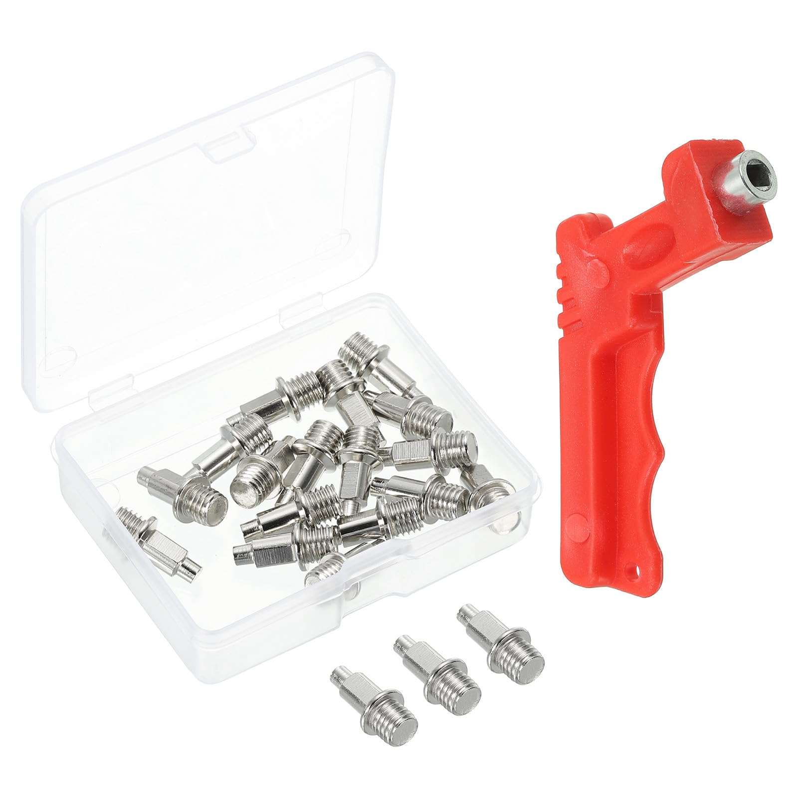 PATIKIL Track Spikes,16 Pack Steel High Jump Spikes Replacement Track and Field Running Spikes Cleats with Spike Wrench for Plas