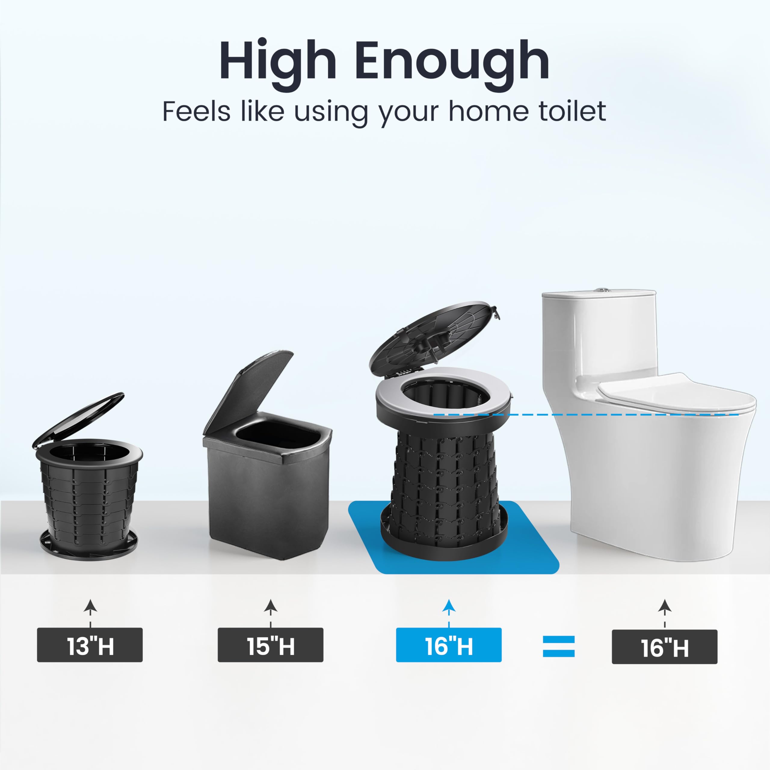 Triptips 2025 New Upgrade Retractable Portable Toilet Foldable With Soft Cushion Height Adjustable Travel Toilet For Car Camping