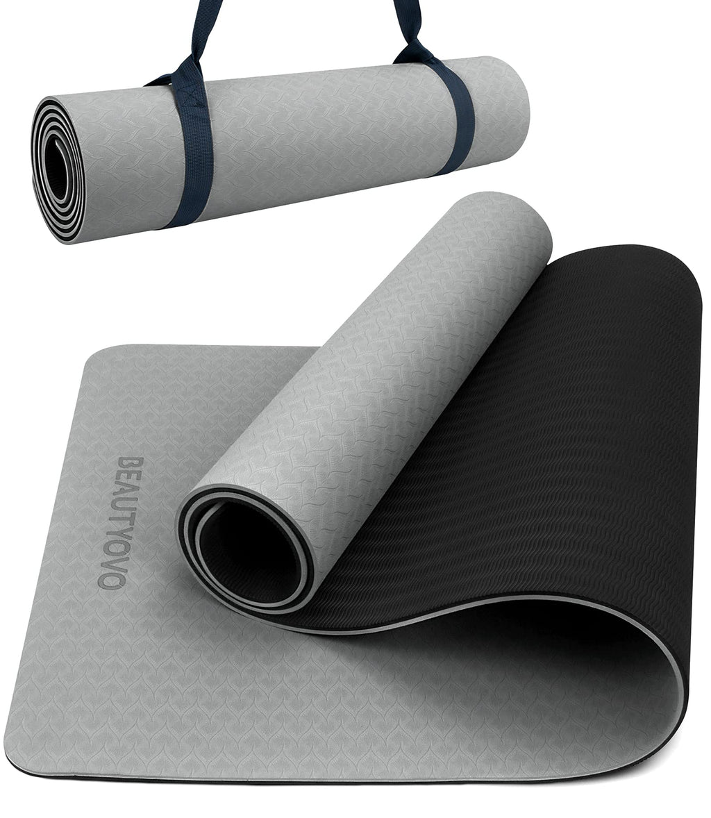 Yoga Mat With Strap, 1/3 Inch Extra Thick Yoga Mat Double-Sided Non Slip, Professional Tpe Yoga Mats For Women Men, Workout Mat