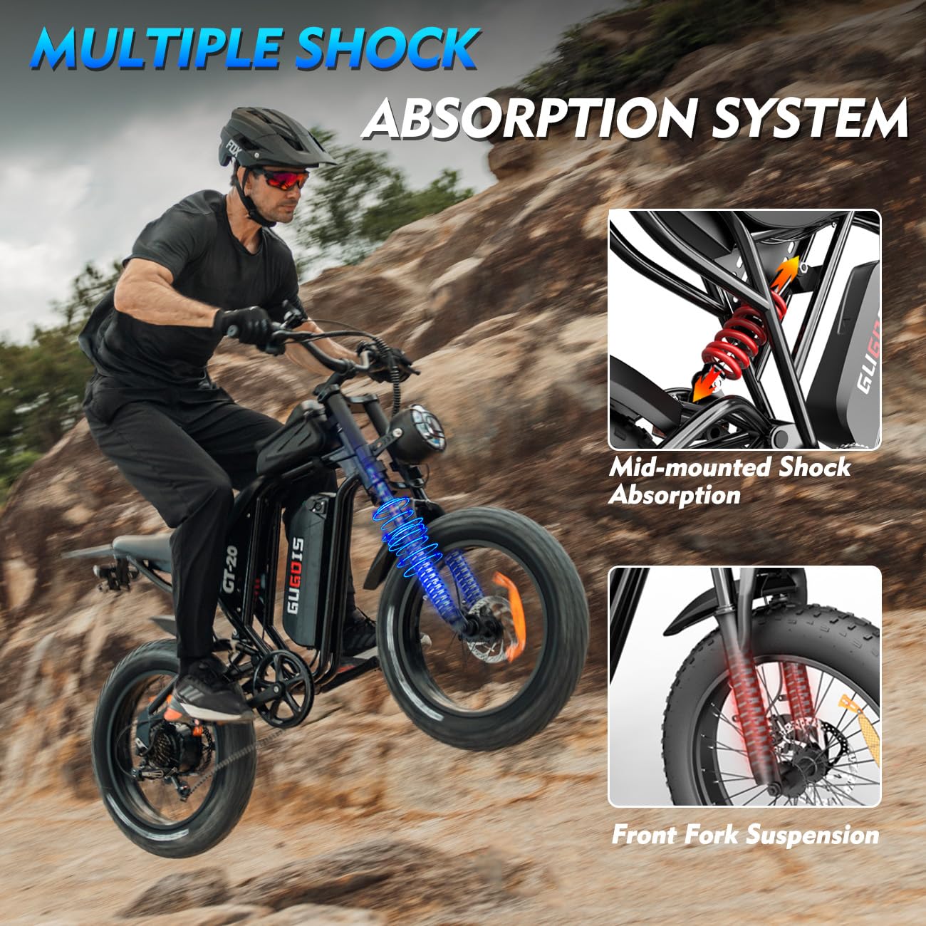 GugoIs Electric Bike for Adults,1000W,32 MPH,48V-15.6AH Battery,Max 25-45 Miles Electric Motorcycle,20 Fat Tire Dirt Bike, SHM 7