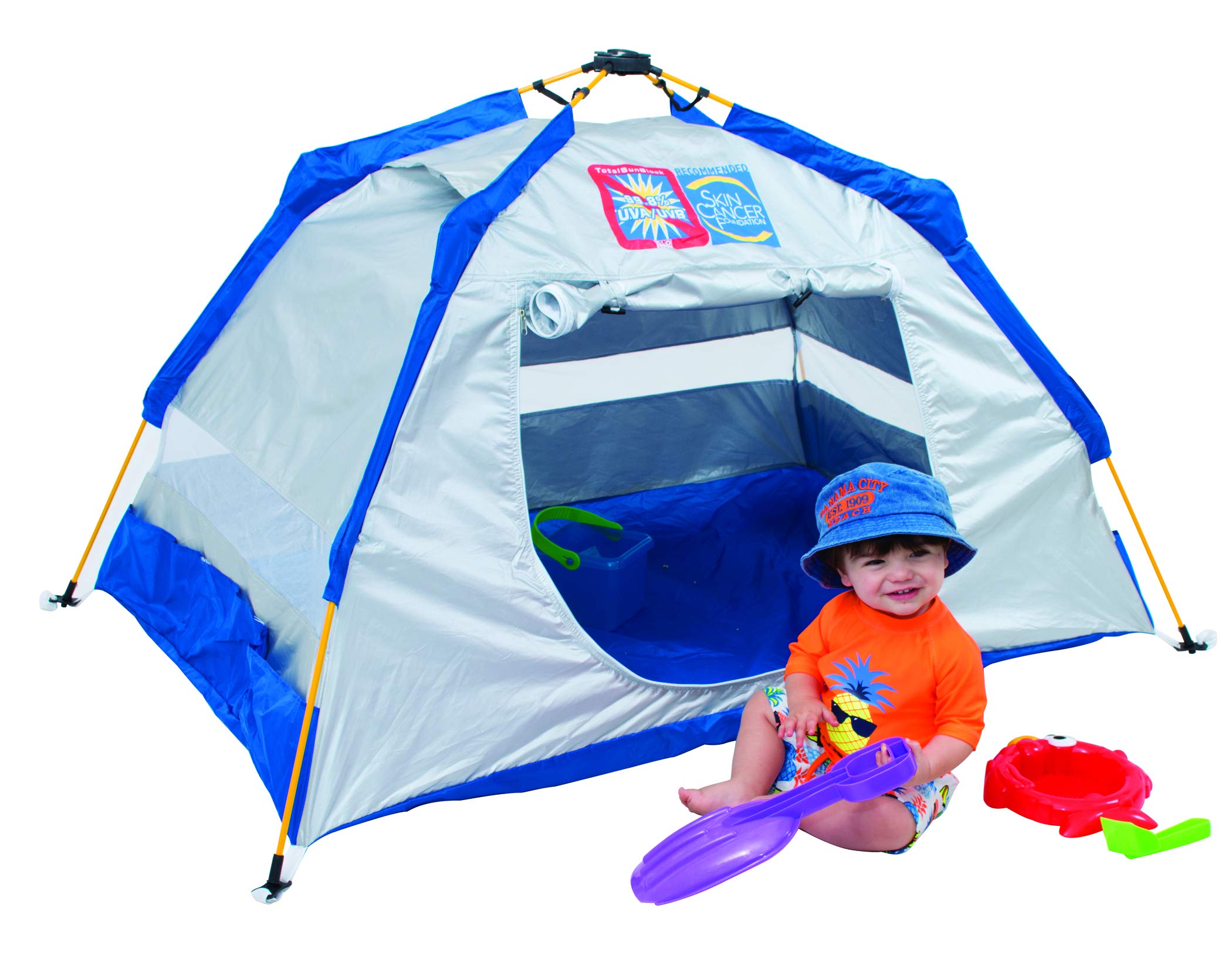 Rio Brands Beach Total Sun Block Upf 50+ Baby Sun Shade Pop-Up Beach Shelter, Silver, 62'' X 41'' X 36'' (Atsbsd103-2019-1)